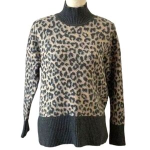 Marled Reunited Animal/Leopard Print Turtleneck Sweater Size M